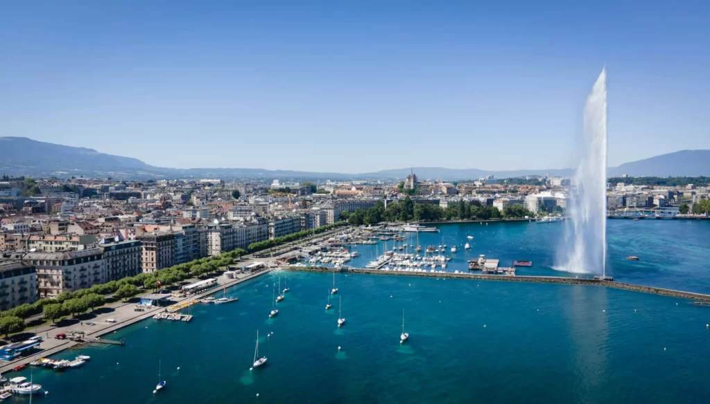 Genève et le Jet d’Eau au bord du lac