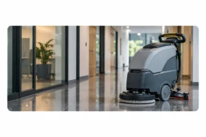 Autolaveuse professionnelle dans un couloir de bureaux