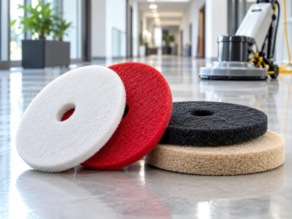 Disques de différentes couleurs pour monobrosse de nettoyage professionnel