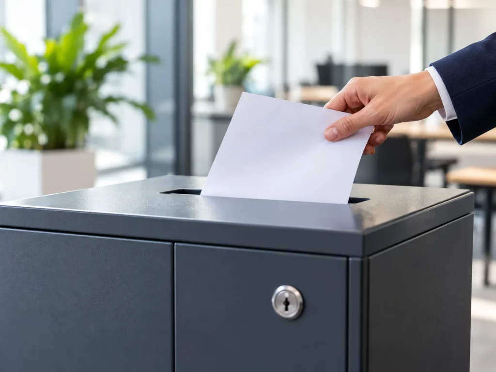 Document confidentiel déposé dans un contenant sécurisé