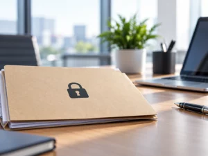Dossier professionnel marqué par un symbole de confidentialité